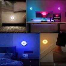 1 pezzo/3 pezzi/6 pezzi Luce LED RGB per mobile, luce notturna con telecomando, multicolore regolabile, ricaricabile USB, luce per mobile, luce notturna, luce per scaffali, luce decorativa, camera da letto, soggiorno, luce a colori variabili sotto il mobile, luce per mobile da cucina, luce per libreria, luce per vetrina (250mAh) - USB+telecomando - Visualizzare 10