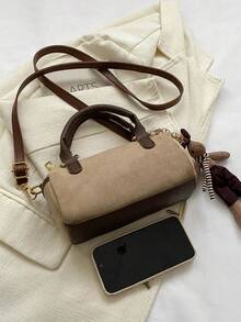 高品质女士手提包，ins风，多功能圆筒手提包，拉链封口，单肩斜挎包，哑光PU皮革波士顿包，适合购物、钱包使用，年轻女性、大学生、上班族女性皆宜，是办公室、大学、工作、商务、通勤、户外活动、旅行和郊游的理想之选。 - 卡其色 - 查看 4