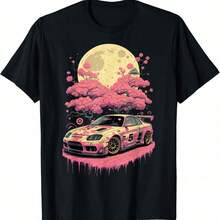 Anese Car Racing Drifting Cherry Blossom JDM Girl Racer T-Shirt - Negro - Ver 1