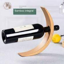 YRed Wine Rack Single Solid Wood Winery Club Wine Bottle Display Rack Light Luxury SelfBalancing Ornament Creative Art Decoration - bronce - Ver 2