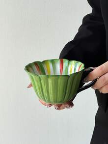 一套彩色线条花卉陶瓷咖啡杯碟，手绘可爱马克杯，适合居家聚会、装饰、生日、情人节、婚礼、派对、送礼等场合。 - 彩色 - 查看 20