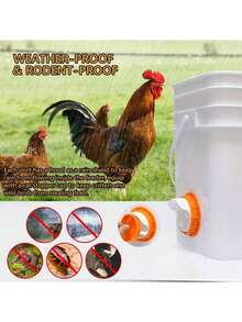 Automatic Chicken Feeder Set, Gravity-Fed, Reduces Waste, Waterproof & Reusable, Includes Drill Tool