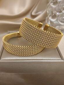Bộ vòng tay bằng thép không gỉ mạ vàng 18K sang trọng, kiểu dáng bện, dành cho nữ, trang sức tối giản thanh lịch, quà tặng cho mẹ, Giáng sinh, Lễ Tạ ơn, Halloween, trang sức mùa đông, đám cưới, tiệc tùng/dạ hội/tụ họp/phụ kiện hàng ngày, kỷ niệm, Ngày Valentine, trang sức phong cách Boho, sinh nhật, quà tặng cho phù dâu. - Nhiều màu - Xem 3