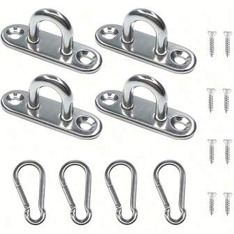 16 piezas Ganchos de resorte en forma de U | 4,5 cm | Acero inoxidable | Accesorios de ferretería marina, incluye tornillos, adecuado para uso en interiores y exteriores, aplicable para decoración de barcos, cestas colgantes de plantas, luces de cadena y otras decoraciones exteriores, ganchos colgantes de metal de moda, material resistente a la corrosión y al óxido, accesorios colgantes, decoración náutica