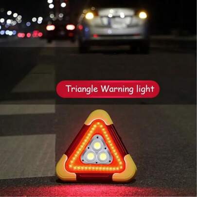 3-In-1 Solar Emergency Triangular Warning Light Safety Emergency LED Warning Triangle, Rechargeable Portable Flashing LED Warning Triangle Light With 4 Modes, Safety Hazard Light For Car Truck RV Vehicle Roadside