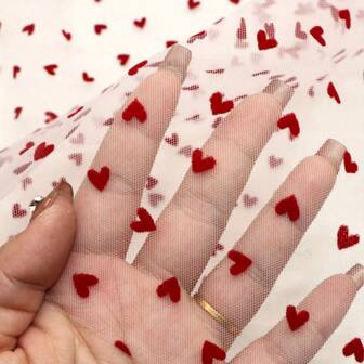 1個 両面チュールメッシュ 3Dハートパターン DIYリボン、パーティーケープ&写真の背景、チュール