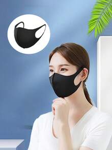 1pc/3pcs/6pcs Fashion Black 3D Stereo Breathable Washable Face Mask, Stylish Knitted Dust-Proof Sunscreen Breathable Cotton Silk Reusable Mask - Multicolor - View 10