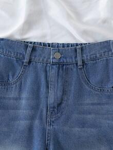 1pc Tween Girls' Casual Distressed Straight Leg Jeans, & Comfortable