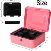 Decaller Cash Box With Money Tray, Metal Locking Money Box With Key Lock For Security, 7 4/5" X 6 1/3" X 3 1/2", Black, QH2003S - ColorC - View 2