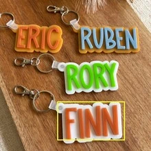 Custom Acrylic Name Tag Keychain, Suitable For Backpacks, Diaper Bags, Lunch Boxes, Gifts For Women, Families And Girls, Laser-Cut - Silvery - View 54