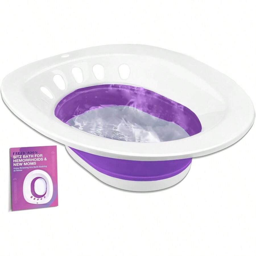 XZGB Sitz Bath For Toilet Sitz Bath For Hemorrhoids And Postpartum Care - Yoni Steam Seat - Portable Bidet For Epsom Salt Soak Foldable Basin Perineal Soaking And Steaming - Purple - Purple - View 1