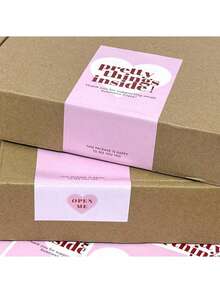 50 Piezas/Paquete Etiquetas Rectangulares Sellantes con Corazones Rosas, Etiquetas Decorativas para Cajas de Regalo, Gracias, Útiles Escolares, Regreso a Clases - Rosa - Ver 8