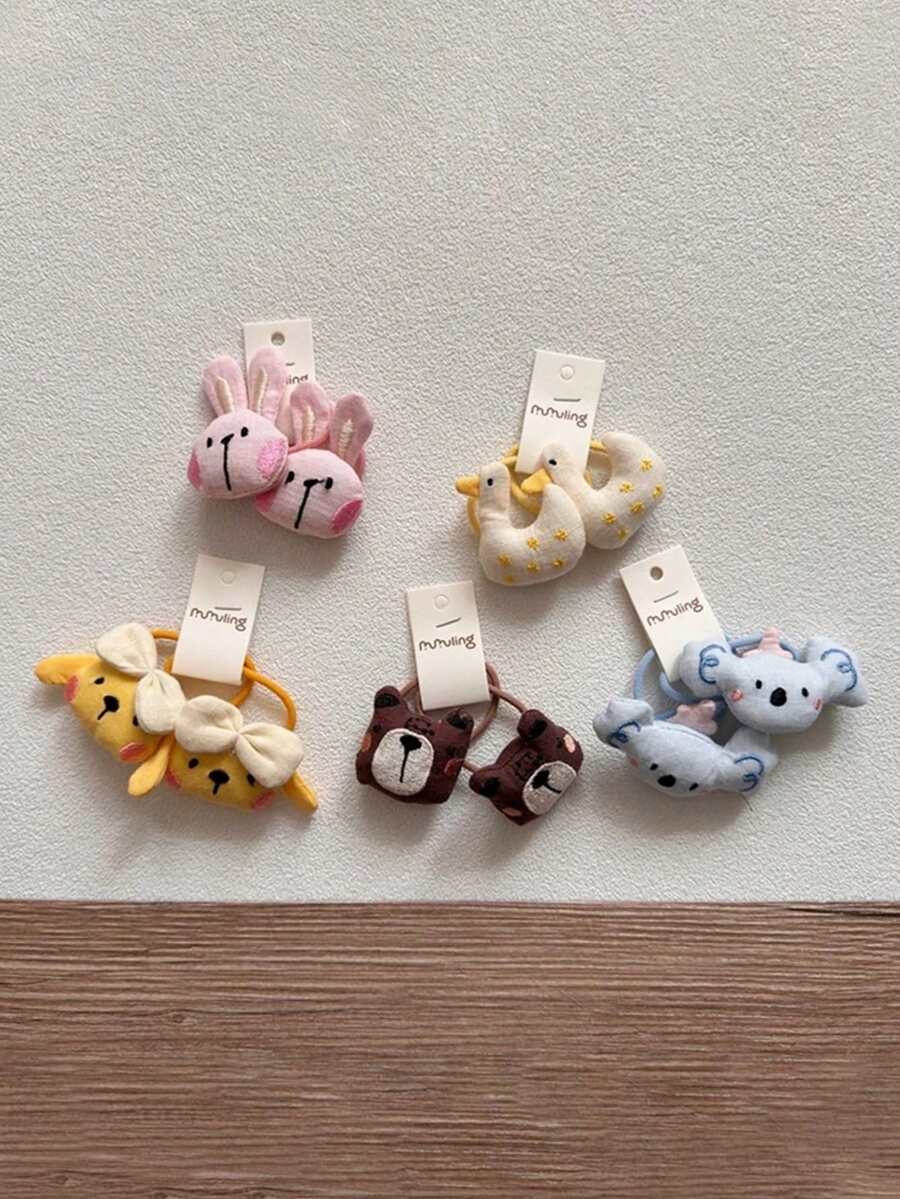 2Pcs Cartoon Duck Elastic Hair Bands For Girls Hair Accessories Scrunchies Ponytail Holder Teen Hair Tie Rubber Bands - Multicolor - View 1