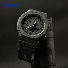 Casio 卡西欧 G-Shock 数字模拟双显手表，48.5 毫米黑色多边形表盘，树脂表带，200 米防水，双显，防震 GA-2100-1A1PR - 均碼 - 查看 11