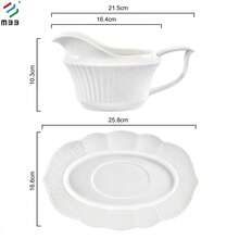 MBB 15盎司陶瓷酱汁船带沥水架，一套，含托盘，适用于沙拉酱、奶精、肉汁、黑胡椒等；优雅浮雕酱汁碗带托盘和大把手，非常适合盛放火鸡肉汁、沙拉酱、奶精、牛奶、肉汤等；白色款可用于微波炉和洗碗机，金色款不建议用于微波炉。 - 彩色 - 查看 3
