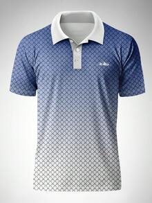 男士渐变色插肩短袖半开襟 Polo 衫，春夏款 - 彩色 - 查看 3