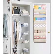 WSXC Shoe Rack For Door Door Shoe Organizer For Closet Hanger Narrow Hanging Sneaker Storage With Large Deep Pockets For Toddler Girl Baby Room Decor Beige - Beige - View 7