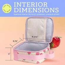 Ritzy - Fiambrera para niños pequeños – La bolsa de almuerzo para niños está aislada e incluye soporte para botellas de agua más 2 bolsillos, duradera, fácil de limpiar (granja)(Strawberry) - Multicolor - Ver 6