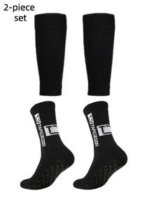 2 Pairs Men's Mid-Calf Sports Leg Sleeves, Non-Slip Shock-Absorbing Comfortable Breathable Compression Leg Guards For Football - Multicolor - View 3