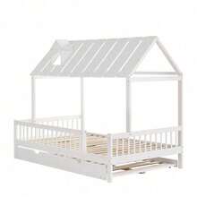 Kids Bed Frames, Headboards & Footboards - White + Wood + 120cm*200cm - View 9