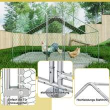 Freilaufgehege Hühnerstall 3x4x2m Mit Sicherheitsschloss Und Wasserdichtes PE-Tuch, Freilaufgehege Aus Metall Für Hühner, Kaninchen Und Weitere Kleintiere - Multicolor - View 4