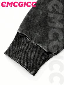 EMCGICC Manfinity Y2k Men Washed Hoodie,Street Outdoor Life Hip-Hop Style Christmas Thanksgiving Gifts Men's Sweatshirt Washed Hoodie - Retro Distressed Washing Process Long Sleeves Regular Fit Street Style Digital Printing Casual Pullover With Kangaroo Pocket Ideal Gift - 黑色 - 查看 9