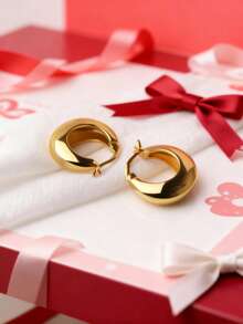 1 Pair Geometric Hoop Earrings, Minimalist Design, Versatile, Suitable For Students And - one-size - View 3