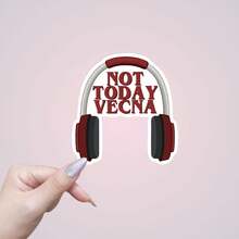 “今天不行”乙烯基贴纸 - 有趣的龙与地下城主题贴纸，耳机和泪滴图案设计，哑光表面，不对称形状，自粘式，适用于汽车、卡车、SUV、笔记本电脑、水杯、船只、墙壁、汽车贴花、车辆贴纸 - 彩色 - 查看 1