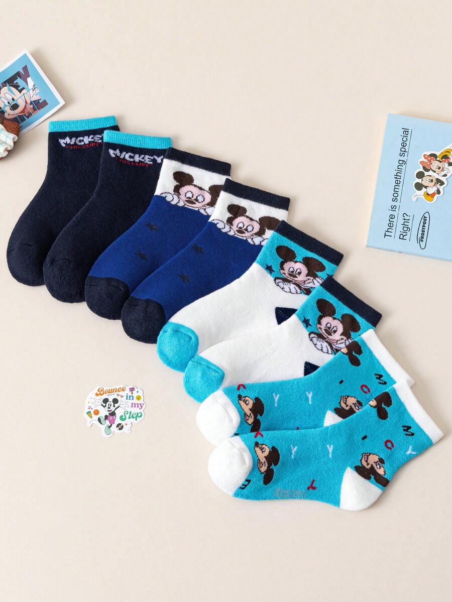 Disney 8/4/1 双正品儿童袜子，可爱家庭秋冬加厚保暖毛巾袜，女童船袜，韩版卡通男童冬袜，透气婴儿学生袜，地板袜，迪士尼袜子 - 彩色 - 查看 1