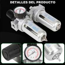 1/2"Compresor de presión de aire Filtro de filtro Trampa SFC400 Regulador de agua y aceite Kit de herramientas Regulador de compresor de aire - Plateado - Ver 6
