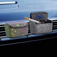 1 Glittering Luxury Ashtray Creative Covered Air Outlet Hanging Type Car With Covered Car Ashtray, Suitable For Cars, Homes, Offices - Multicolor - View 3