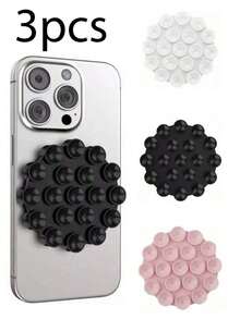 1 Giá đỡ silicon hình tròn di động có keo dính hai mặt với 19 giác hút cho điện thoại/máy tính bảng, dùng cho phòng tắm, nhà bếp, gương - Nhiều màu - Xem 17