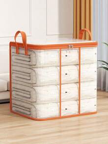 1pc Transparent Mesh Quilt Storage Bag, Large Capacity Transparent Quilt Storage Bag, Reinforced Handles, Suitable For Clothes, Bedding, Moving, And Cargo Storage; Waterproof Material; Beautifies Wardrobe; Large Capacity Foldable Household Packing Bag; Clothes Storage, Bedroom Essentials, Travel Essentials Garment Bag Waterproof Bag Storage Bags Clothes Organizer Clothes Bag Packing Cubes Travel Organizer