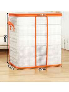 1pc Transparent Mesh Quilt Storage Bag, Large Capacity Transparent Quilt Storage Bag, Reinforced Handles, Suitable For Clothes, Bedding, Moving, And Cargo Storage; Waterproof Material; Beautifies Wardrobe; Large Capacity Foldable Household Packing Bag; Clothes Storage, Bedroom Essentials, Travel Essentials Garment Bag Waterproof Bag Storage Bags Clothes Organizer Clothes Bag Packing Cubes Travel Organizer
