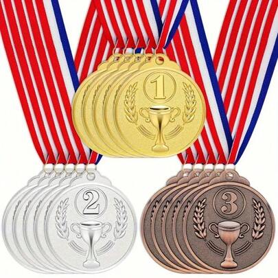 6pcs Medal Set, Gold Medal, Silver Medal, Bronze Medal For Award Winners, Competition Gifts, 1st Place, 2nd Place, 3rd Place, Suitable For Sports Meets And Celebration Events, Sports Competition Prizes, Durable And Multipurpose, Applicable For Party Favors, Classroom Rewards, Talent Shows, Spelling Bees, Birthday Parties, Group Activities, Basketball Games, Football Matches, Family Gatherings, Gifts For Men And Women