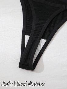 7Pcs Sexy Thongs Ribbed Women's Low Waist Comfortable Briefs Seamless Thong Panties Traceless G-String Underwear Women Soft T-Back Elastic Panty Lingerie Minimal Style Not Transparent Underpants Fashionable For Daily Wear