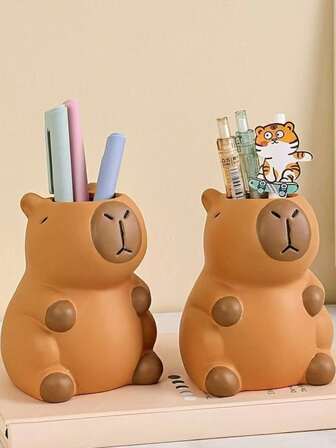 1 Peça Suporte de Caneta Fofo de Capivara em Desenho Animado, Caixa de Armazenamento Criativa e Personalizada para Pincel de Maquiagem, Organizador de Mesa, Suporte de Caneta e Caixa de Armazenamento, Suprimentos Diários para Escritório e Dormitório, para Armazenar Materiais Escolares, Temporada de Volta às Aulas, Vida Doméstica, Armazenamento e Organização, Armazenamento de Escritório em Casa, Caixa de Armazenamento de Lápis