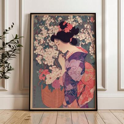 1pc Frameless Japanese Beauty Poster, Vintage Ukiyo-E Art Print, Traditional Woodblock Style Wall Decor, Oriental Zen Home Decor, Asian Aesthetic Print For Living Room, Gift For Japan Lovers, Minimalist Japanese Art