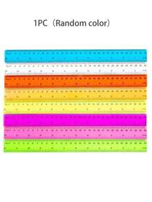 1pc/5pcs/12pcs/25pcs Random Color 30cm Plastic Ruler, Advertising Ruler With Straight Edge, Dual Bevel, Dual Scale, Clear And Vivid Markings