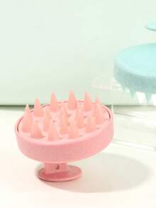 1个硅胶头皮按摩刷，洗发刷，沐浴刷，护发工具 - 米色 - 查看 6