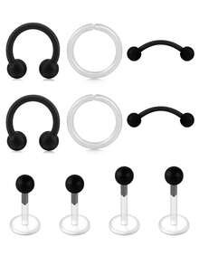 Clear Piercing Retainers Mix Set For Sport Work Septum Retainer Nose Studs Flexible Lip Ear Nose Tongue Rings Nipplering Cartilage Rook Daith Earrings Horseshoe Plastic Industrial Piercing Retainer For Work - Piercing Retainers - View 6