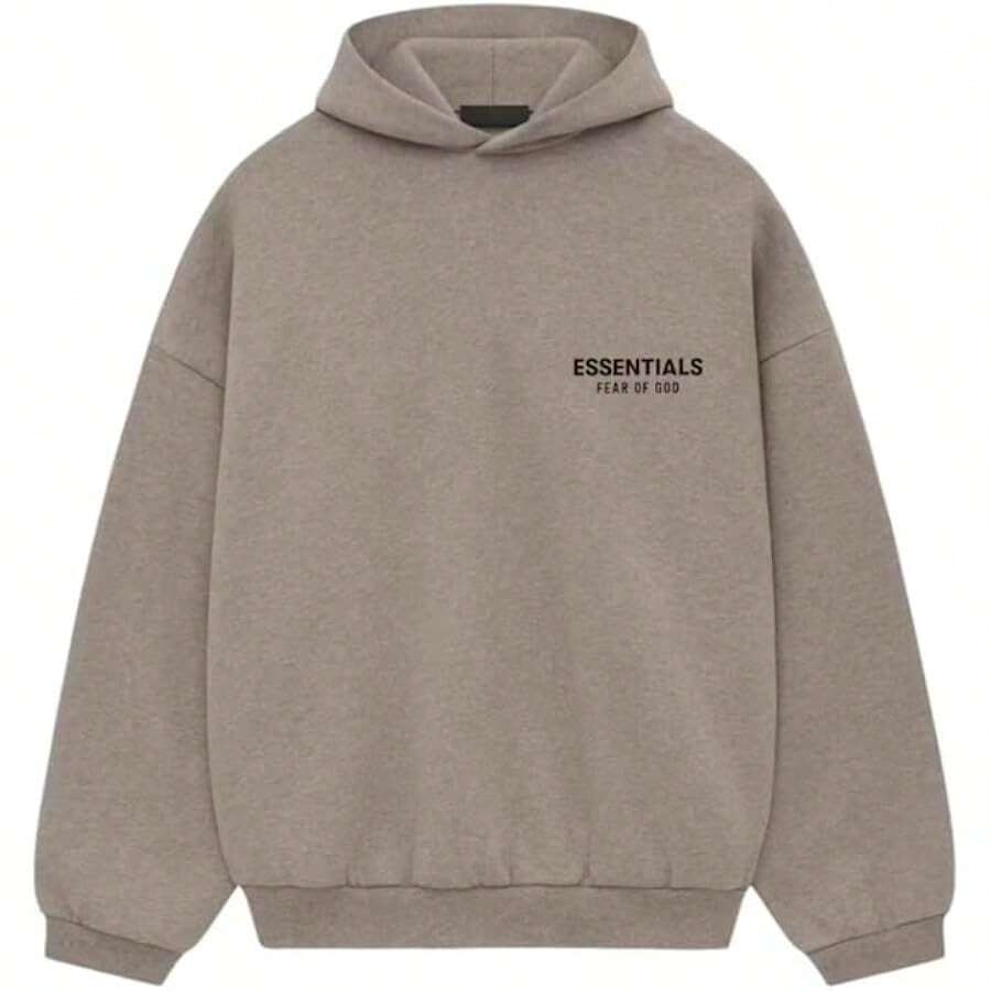 Essentials -Fear Of God Oversized Hoodie Collection FW21-FW2 MEN WOMEN Hoodie Vintage Flocking Craftsmanship Combined With Modern Breathable Technology, Warm Cotton Flocking, Loose Urban Functional Wear, High-End Cotton To Create An Urban Street Style, Loose Silhouette Non-Ge - Ss24 Xám thạch nam - Xem 1