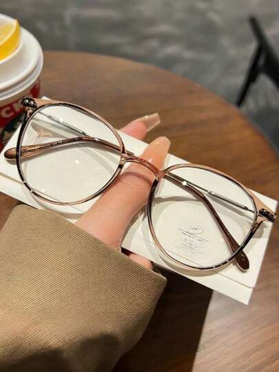 1pc Fashion Glasses For Men And Women, Plastic Fashion, Classic Pattern Decoration, Outdoor Travel, Beach Vacation, Computer Reading/Gaming/TV/Mobile Phone Glasses, Retro Round Glasses