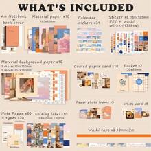 Vintage Scrapbook Kit346pcs Bullet Junk Journal Kit With Journaling/Scrapbooking Supplies, Stationery, A6 Grid Notebook With Graph Ruled Pages, Teen Women - Vintage - Sunset - View 2
