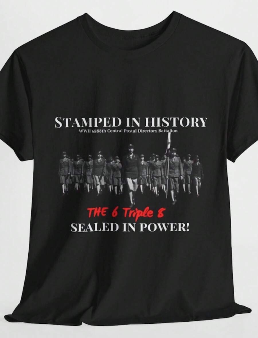 6 Triple 8 WWII Tribute T-Shirt Honoring The First All-'s  Battalion Unisex Heavy - màu đen - Xem 1