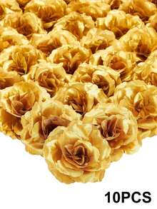 5/10pcs Artificial Golden Rose Heads, 3.15inches Silk Stemless Fake Flower, For Engagement, Wedding Decoration, Table Centerpieces Decor, Home Decoration, Holiday Party Decoration, Versatile For Thanksgiving, Mother's Day, Valentine's Day - Multicolor - View 10