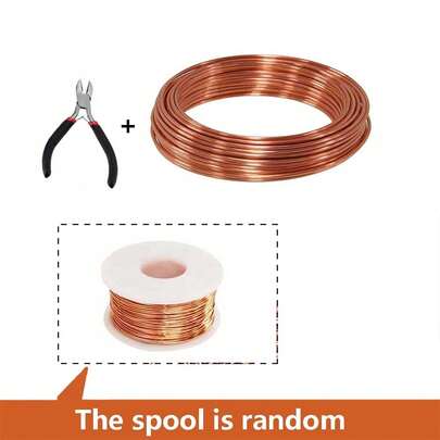 1 set koppartråd för smyckestillverkning 0,6-2 mm koppartrådsspole - enkel att klippa och förvara mjuk metall för smyckestillverkning med tång inkluderad