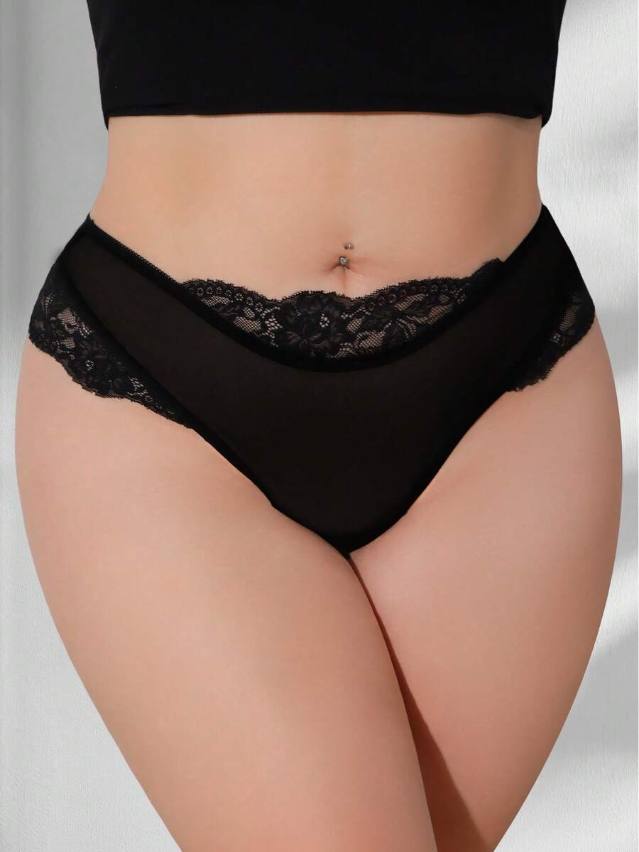 Đồ lót nữ cỡ lớn màu trơn đơn giản thoải mái - màu đen - Xem 1