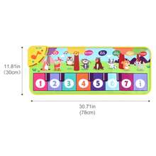 幼儿音乐垫钢琴垫，动物声音触摸游戏垫，感官教育舞蹈音乐键盘地毯玩具，适合男孩和女孩 - 彩色 - 查看 2