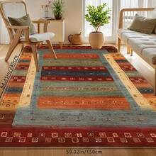 1 pieza Alfombra larga con estampado de arte abstracto bohemio, alfombra de cocina suave, antideslizante y absorbente, lavable a máquina, que crea una atmósfera cálida para la decoración del hogar. Alfombra rectangular de pelo corto para sala de estar, dormitorio, cocina, lavandería, baño - Multicolor - Ver 14